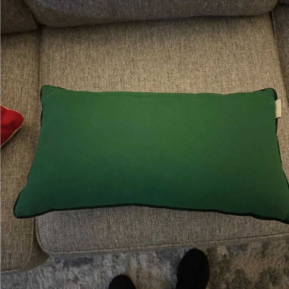 Elegant Green Snowflake Holiday Pillow
